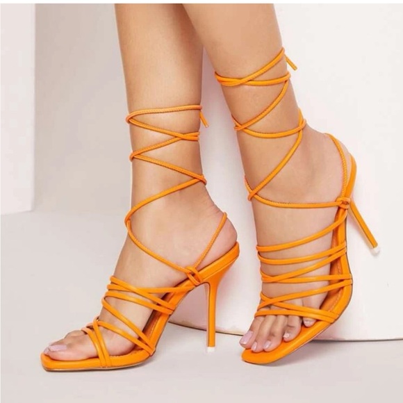 SHEIN Shoes - SHEIN Orange strappy high heels 8.5